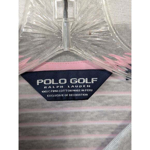 Y2K Ralph Lauren Polo Golf Polo Shirt Gray and Pink Striped Size XL - Picture 3 of 7